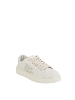 Sneakers bianche Etro in pelle con logo Pegaso su lato in UOMO