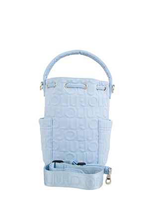 Borsa a secchiello celeste Liu Jo in scuba con logo rilievo all over in DONNA