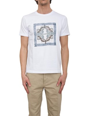 T-shirt Etro bianco con stampa piazzata in UOMO