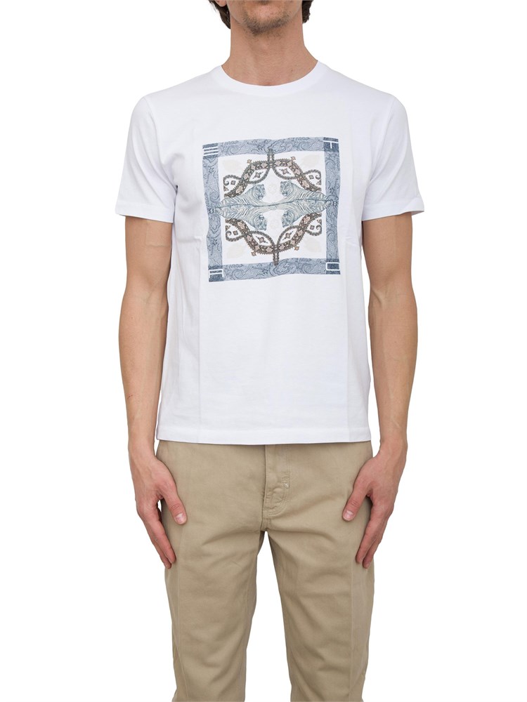 T-shirt Etro bianco con stampa piazzata