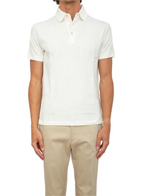 Polo bianco panna Etro in cotone con ricamo Pegaso tono su tono in UOMO