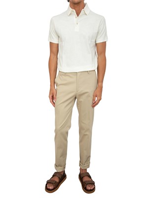 Polo bianco panna Etro in cotone con ricamo Pegaso tono su tono in UOMO