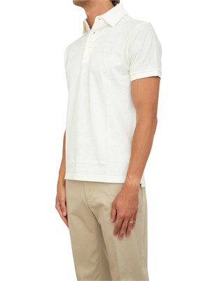 Polo bianco panna Etro in cotone con ricamo Pegaso tono su tono in UOMO