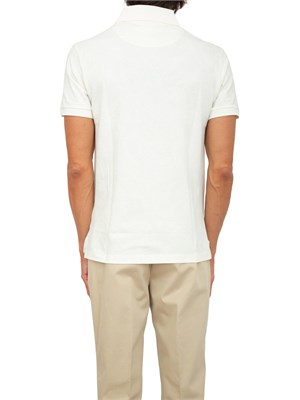 Polo bianco panna Etro in cotone con ricamo Pegaso tono su tono in UOMO