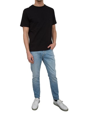 T-shirt nera Etro in cotone con ricamo Pegaso tono su tono in UOMO