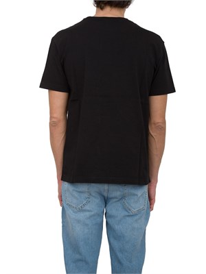 T-shirt nera Etro in cotone con ricamo Pegaso tono su tono in UOMO