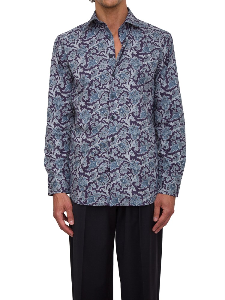 Camicia Etro blu con fantasia floreale