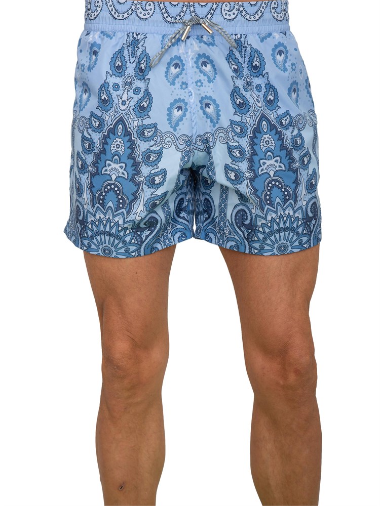 Costume a pantaloncino Etro uomo con stampa Paisley all over azzurro