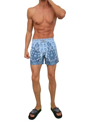 Costume a pantaloncino Etro uomo con stampa Paisley all over azzurro in UOMO
