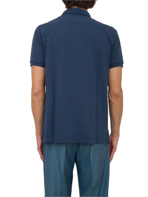 Polo Etro in cotone blu con Pegaso ricamato tono su tono in UOMO
