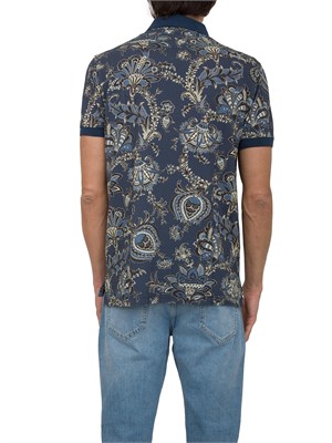 Polo uomo Etro blu con stampa floreale in UOMO