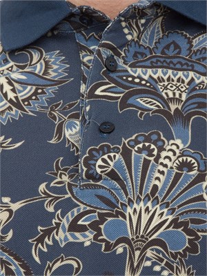 Polo uomo Etro blu con stampa floreale in UOMO