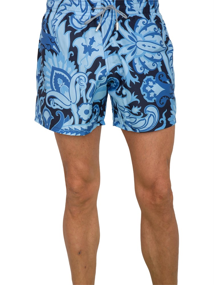 Costume a pantaloncino Etro uomo con fantasia Paisley all over blu e azzurra