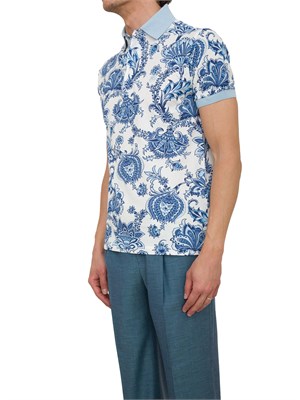 Polo uomo Etro celeste con stampa floreale in UOMO