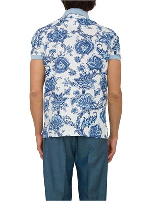 Polo uomo Etro celeste con stampa floreale in UOMO