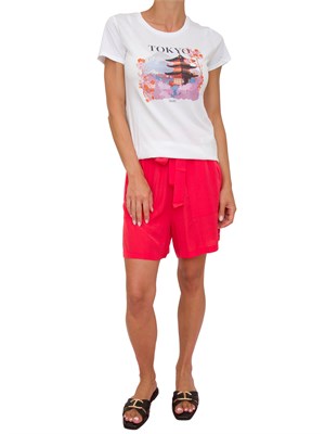 Shorts Liu Jo donna in viscosa fluida corallo con tasche e cintura in tessuto in DONNA