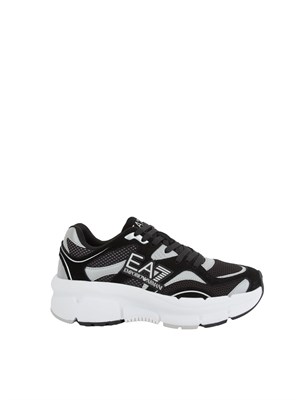 Sneaker nere Emporio Armani in suede e tessuto tecnico in UOMO