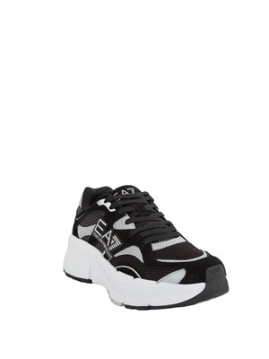 Sneaker nere Emporio Armani in suede e tessuto tecnico in UOMO