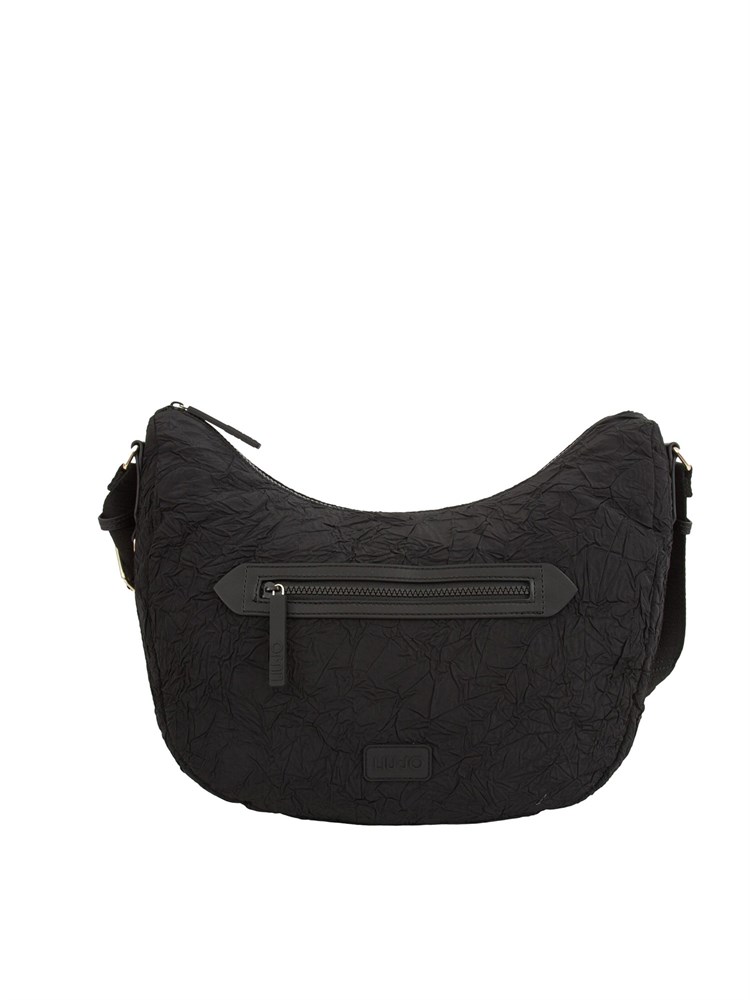 Borsa a tracolla Liu Jo in nylon nero effetto stropicciato