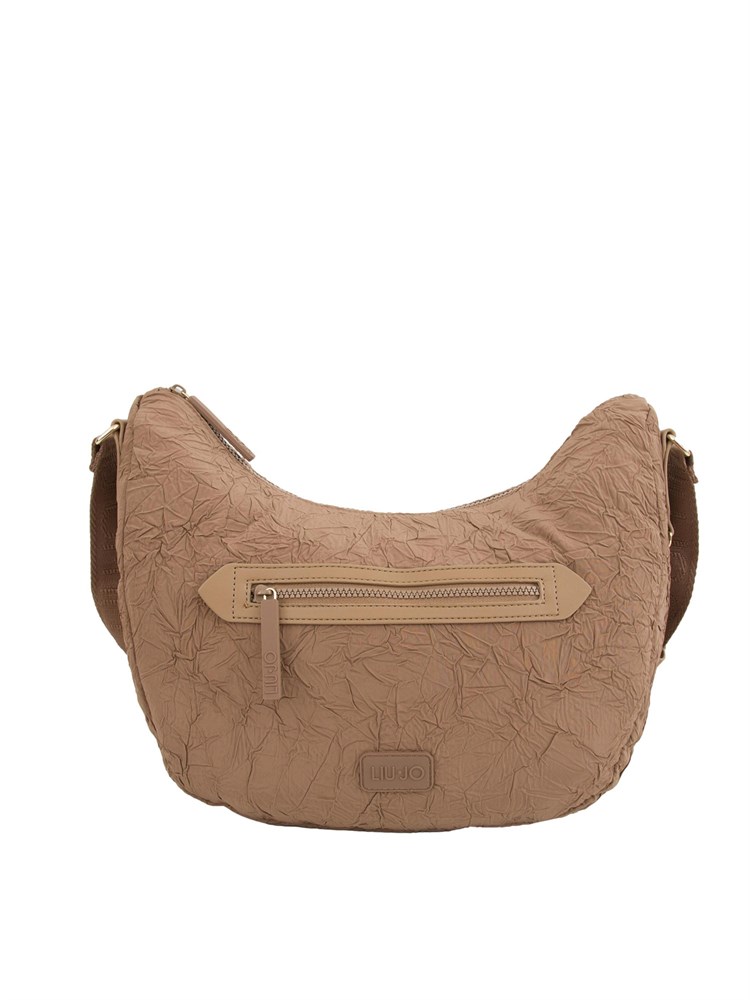 Borsa a tracolla Liu Jo in nylon marrone effetto stropicciato