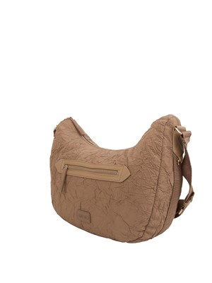 Borsa a tracolla Liu Jo in nylon marrone effetto stropicciato in DONNA