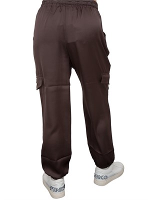 Pantaloni marroni in raso Liu Jo modello jogging cargo in DONNA