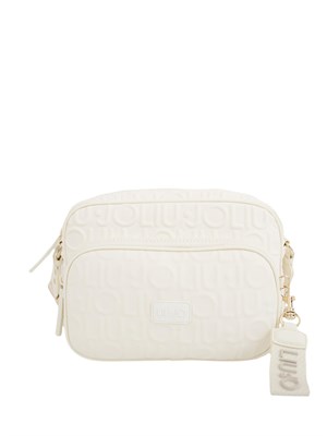 Borsa a tracolla bianca in scuba Liu Jo donna con logo rilievo all-over in DONNA