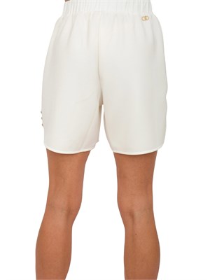 Shorts avorio Liu Jo donna in scuba con dettaglio gioiello sui lati in DONNA