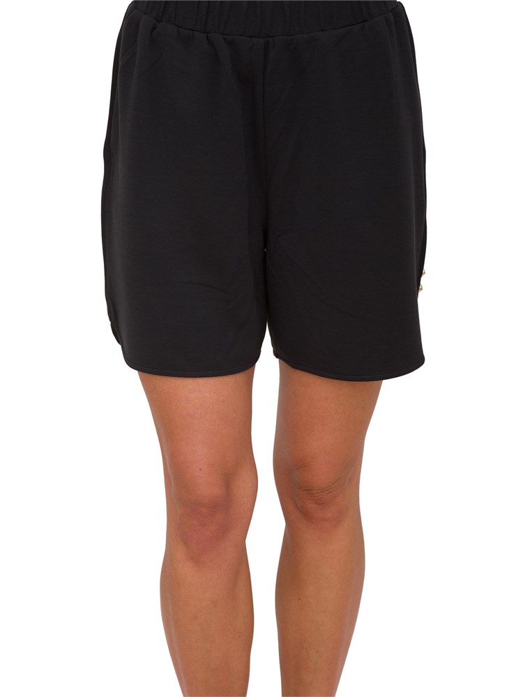 Shorts neri Liu Jo donna in scuba con dettaglio gioiello sui lati