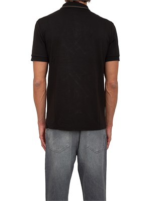 Polo uomo Ea7 Emporio Armani Gold Label in jersey di viscosa nera in UOMO