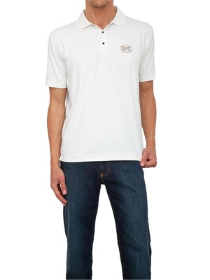 Polo uomo EA7 Emporio Armani in cotone stretch bianco con logo in UOMO