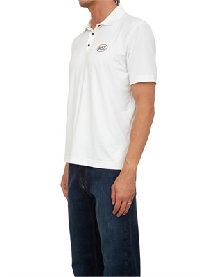 Polo uomo EA7 Emporio Armani in cotone stretch bianco con logo in UOMO
