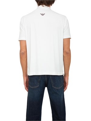 Polo uomo EA7 Emporio Armani in cotone stretch bianco con logo in UOMO