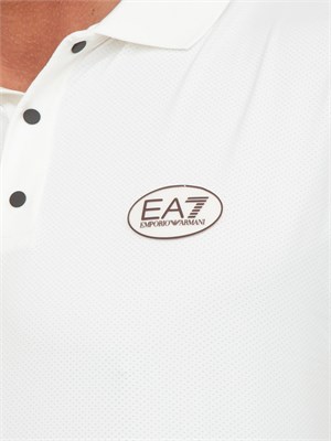Polo uomo EA7 Emporio Armani in cotone stretch bianco con logo in UOMO