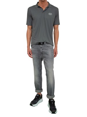 Polo uomo EA7 Emporio Armani in cotone stretch grigio con logo in UOMO
