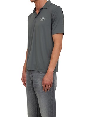 Polo uomo EA7 Emporio Armani in cotone stretch grigio con logo in UOMO