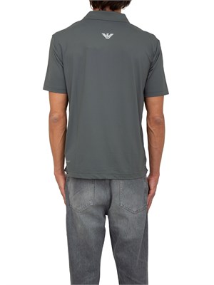Polo uomo EA7 Emporio Armani in cotone stretch grigio con logo in UOMO