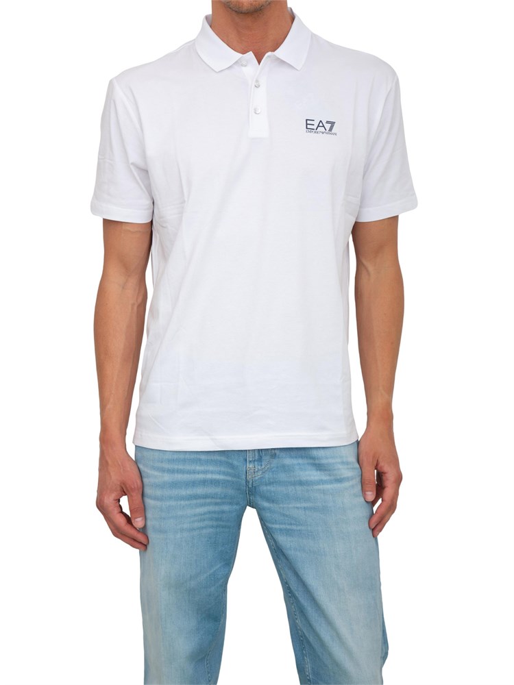 Polo uomo Ea7 Emporio Armani Tennis Club in cotone stretch bianco