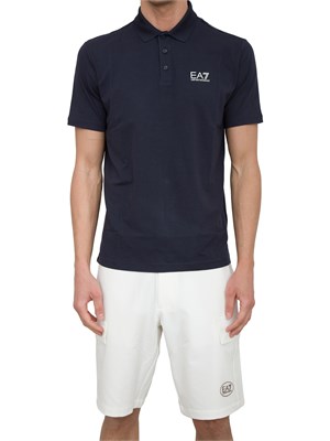 Polo uomo Ea7 Emporio Armani Tennis Club in cotone stretch blu in UOMO