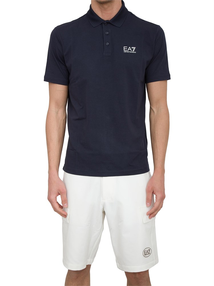 Polo uomo Ea7 Emporio Armani Tennis Club in cotone stretch blu