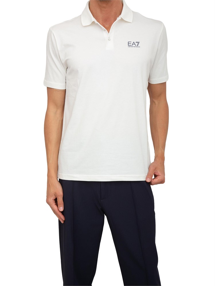 Polo uomo Ea7 Emporio Armani Tennis Club in cotone stretch avorio