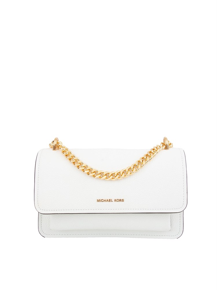 Borsa a spalla Michael Michael Kors modello Claire in pelle martellata bianca