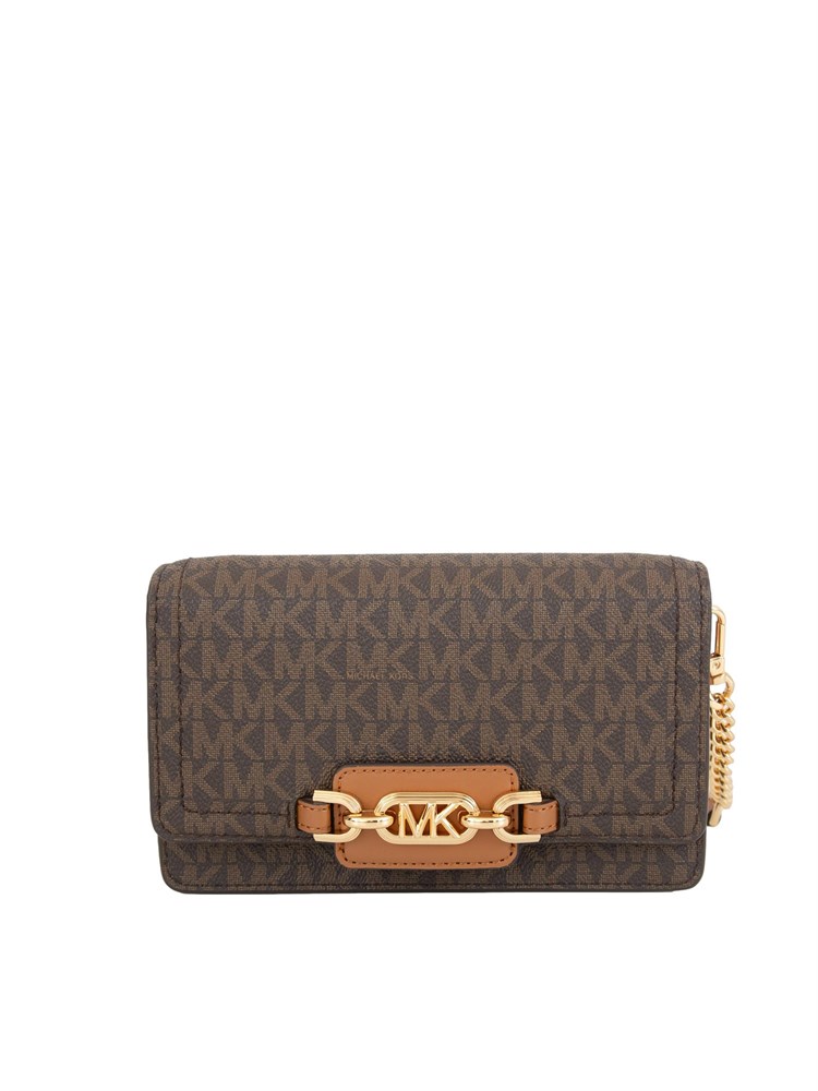 Borsa donna Michael Michael Kors modello Heather extra-small in pelle marrone logo