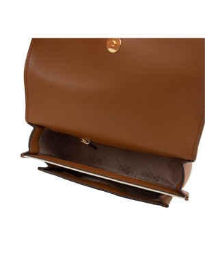 Borsa donna Michael Michael Kors modello Claire in cotone beige e inserti pelle cuoio in DONNA