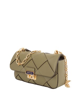 Borsa donna Michael Michael Kors modello Tribeca in pelle verde intrecciata in DONNA