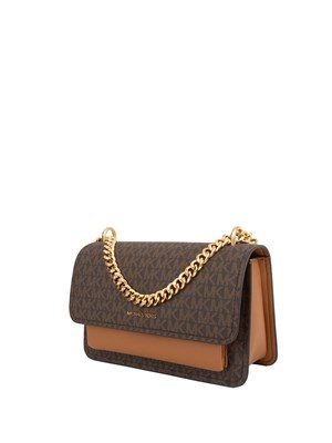 Borsa donna Michael Michael Kors modello Claire in pelle marrone logo all over in DONNA