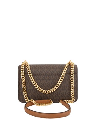 Borsa donna Michael Michael Kors modello Claire in pelle marrone logo all over in DONNA