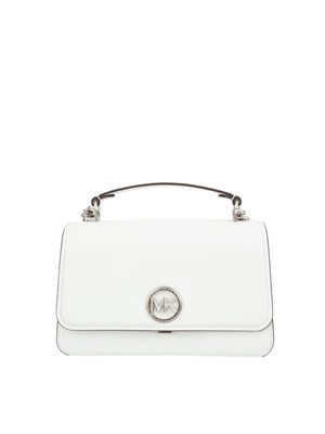 Borsa satchel Michael Michael Kors in pelle bianca con metalleria argento in DONNA