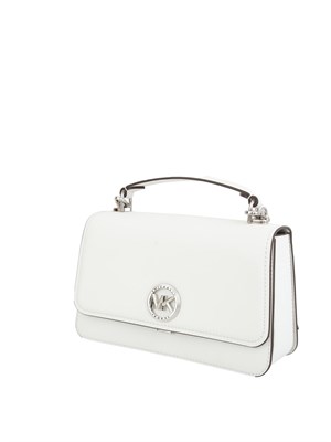 Borsa satchel Michael Michael Kors in pelle bianca con metalleria argento in DONNA
