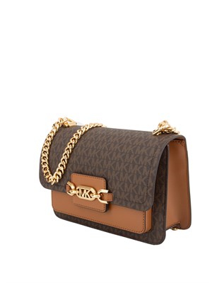 Borsa a spalla Michael Michael Kors in pelle marrone con stampa logo all over in DONNA